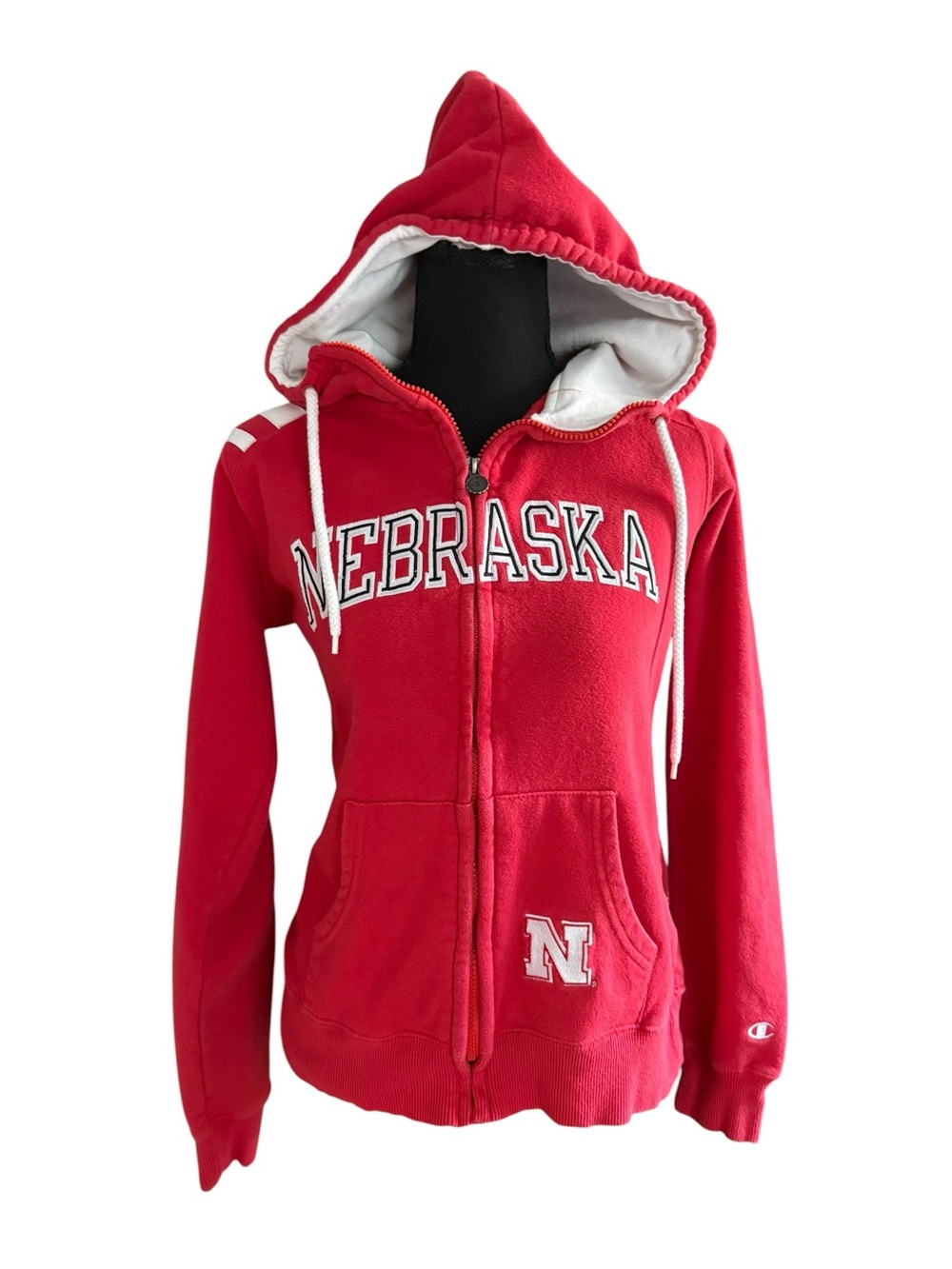 Champion Red Nebraska Full-Zip Hoodie with White Lined Hood